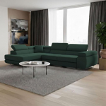 Lendo nurgadiivan magamisfunktsiooniga ja voodikastiga, 3-kohaline diivan, L-kujuline diivanvoodi liikuvate peatugedega, kaasaegne diivan, 275 x 202 x 90 cm (roheline, vasakpoolne)