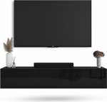 Planetm&ouml;bel TV kapp, TV statiiv, 160 cm pikk, TV laud, rippuv v&otilde;i seisev, TV kapp elutuppa, TV m&ouml;&ouml;bel, 37,8 x 160 x 32,5 cm, must