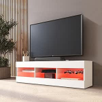 Komodee Tivoli TV-kapp, valge/valge, laius 140 cm x k&otilde;rgus 40,5 cm x s&uuml;gavus 35,5 cm, LED RGB elutuppa, magamistuppa