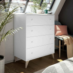 Dmora - Denver kapp 4 sahtliga, kapp magamistuppa, kaasaegne kapp, 78 x 40 x 95 cm, valge