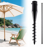 Raske p&auml;ikesevarju baas ja ankur vihmavarju spiraalne maapealne piik 6 p&ouml;&ouml;ret rannas aia terrassivari kergekaaluline reguleeritavate nuppudega (2.5-5cm) hoidja