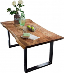 SAM Tree Edge laud, 180 x 90 cm, Quarto, massiivne akaatsiapuu + p&auml;hklipuu v&auml;rvi, musta U-raamiga s&ouml;&ouml;gilaud, s&ouml;&ouml;gitoa laud, puidust laud, t&ouml;&ouml;stusdisain, lauaplaat, 26 mm.