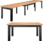 Gilberto s&ouml;&ouml;gilaud pikendatav puidust p&ouml;&ouml;k - s&ouml;&ouml;gilaud massiivne 200-440 cm - k&ouml;&ouml;gilaud s&ouml;&ouml;gituba elutuba kaasaegne - puidust laud disain pikendatav laud s&ouml;&ouml;gikoha k&ouml;&ouml;gi stiilis suur must