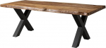 Massivmoebel24.de Freeform 5 Sheesham puidust laud naturaalne liivapritsitud, X-jalad antratsiitmatt, 220 x 100 x 77 cm, t&auml;ispuidust laud, Wane laud, s&ouml;&ouml;gilaud