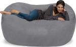 Chill Sack Memory Foam Bean Bag 6ft Large Lounger Large Diivan koos pehme Faux Linen kattega