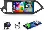 Roinvou 2+64G Android autoraadio navigatsioon KIA Picanto TA 2011-2016 juhtmevaba Carplay ja Android Car, 9-tolline puutetundlik raadio WiFi GPS peeglilink Bluetooth EQ FM/RDS SWC tagurduskaameraga