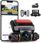 LAMTTO 4-kanaliline Dash Cam auto 360 &deg; eesmise tagumise interj&ouml;&ouml;ri jaoks koos k&otilde;vajuhe komplektiga, WiFi Dash Camera auto jaoks 5G WiFi & App, auto kaamera G-sensoriga parkimise j&auml;lgimise ja IR &ouml;&ouml;n&auml;gemisega