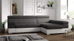 Paulo Corner Sofa with Sleep Function, Corner Couch with Bed Box, Freestanding Sofa Bed, Sofa Bed with Bed Function, L-Shape Corner Sofa, Ottoman Right, 260 cm x 162 cm (Dark Grey + White Faux Leather