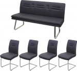 Mendler HWC-H70 S&ouml;&ouml;gitoakomplekt kangas / tekstiil harjatud roostevaba teras tumehall 160 cm