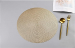 Lauamattide 6/4 t&uuml;kki Leaf Placemats Restoran &uuml;mmargune keskkonnas&otilde;bralik PVC &otilde;&otilde;nes s&ouml;&ouml;gipadi Anti-Hot s&ouml;&ouml;gilaudade komplekt Weave muster Mats (v&auml;rv: Light Gold, suurus: l&auml;bim&otilde;&otilde;t 38 cm)