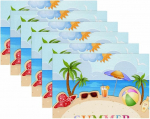 Stoff-Tischsets, waschbare Tischsets f&uuml;r Esstisch, 6er-Set,Sommer Strand Ozean Kokosnuss Baum Hawaii