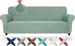 ZNSAYOTX &Uuml;bergro&szlig;er superelastischer Sofabezug (231,1 cm - 279,4 cm), gestreifte Sofabez&uuml;ge, bequem und langlebig, f&uuml;r Hunde und Katzen, Haustiere, extra gro&szlig;e Spandex-Sofabez&uuml;ge (Erbsengr&uuml;n, XL-Sofa)