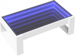 vidaXL kohvilaud, Infinity LED-iga k&uuml;ljelaud, diivanilaud, kohvilaud elutuppa, teelaud, elutoa laud, valge puitmaterjal klaasist