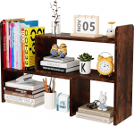 EasyPAG Desk Shelf Wood Freestanding Small Bookcase Reguleeritav Desk Organiser Stand Office Supplies Shelf Display Shelf, Brown