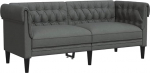 vidaXL Chesterfield diivan 2-kohaline, diivan koos k&auml;etugede seljatoe tugijalgadega, polsterdatud diivan elutuppa, diivanikomplekt, kaasaegne, tumehall kangas
