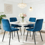 YLGJ&TIDY S&ouml;&ouml;gitoolide komplekt, 4 tooli, polsterdatud toolid metalljalgadega, kaasaegne sametist s&ouml;&ouml;gitooli, mugavad sametist toolid s&ouml;&ouml;gituppa, k&ouml;&ouml;ki, elutuppa ja magamistuppa, maksimaalne koormus 150 kg, Sinine