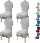 Stretch s&ouml;&ouml;gitoa toolikate koos esiliistuga 2/4/6 elastse toolikatte komplekt, millel on &uuml;mmargune seljatugi paksendatud pehme kaitsev kate s&ouml;&ouml;gitoa elutoa pulmadekoratsiooniks, 4 tk