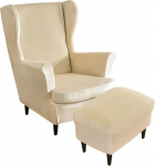 Highdi 2-osaline sametist tiibtooli kate koos Ottomani kaitsva kattega, tugitooli visked, tiibtooli kaitsvad katted, Stretch Tiger Chair Cover koos k&auml;etoega, k&otilde;rge seljatoega (beež)