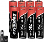1,2 V 750 mAh NI-MH AAA aku Gigaset Panosonic juhtmeta DECT-telefonile, laetavad AAA akud Gigaset telefonidele, madala enesepuhastusega eellaetud - 8 tk.