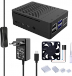 GeeekPi ABS korpus koos 18W 5V 3.6A USB C toiteallikaga Raspberry Pi 4 jaoks, Pi4 korpus koos 40mm PWM ventilaatoriga ja 4 tk jahutusradiaatoriga Raspberry Pi 4 Model B 2GB/4GB/8GB jaoks