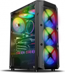 Spirit of Gamer - Rebel XT Gaming PC korpus, ATX/mATX/ITX, 4 ARGB ventilaatorit 120 mm, karastatud klaas, 240 mm vesijahutus, modulaarne SSD/HDD m&auml;lu, vastupidav korpus optimeeritud jahutusega