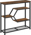 MAHANCRIS ACTHR13101 5-korruseline konsoollaud, kitsas k&uuml;ljelaud, 80 cm diivanilaud, t&ouml;&ouml;stusstiilis sissep&auml;&auml;sulaud, metallraam, elutuba, esikus, esikus, koridor, vintage pruun ja must