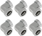 RAIJINTEK PELIAS Silver - D160906 G1/4 tolli 16 mm OD 90&deg; messingist k&otilde;va toruliitmikud arvutite vee jahutamiseks, h&otilde;bedane, 6 tk.