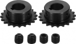 hankimise kaart 2 t&uuml;kki #25 ketirulli ketiratta, 15mm puur, 1/4" samm, 20 hammast, C45 s&uuml;sinikterasest, ANSI #25 ketirulli ketiratta v&otilde;tmeava 5x2.3mm koos reguleerimiskruvidega ISO 04C ketile