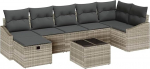 Rantry 8-teiliges Garten-Sofa-Set mit Kissen Hellgrau Poly-Rattan Gartenlounge Model3360643