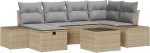 Rantry 7-teiliges Garten Sofa Set mit Kissen Beige Poly Rattan Gartenlounge Model3359389