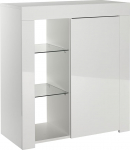 MMT k&uuml;ljepaneel kaasaegne valge matt l&auml;ikega buffet vitriinkapp LED-valgustitega (valge, v&auml;ike) 75 x 35 x 83 - B x S x K x K