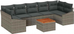 Rantry 8-teiliges Garten-Sofa Set mit Kissen Grau Poly Rattan Akazie Gartenlounge Model3356466