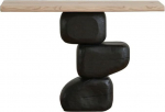 Konsolentische f&uuml;r den Flur, schmaler Konsolentisch aus Massivholz, dekorativer Eingangstisch, schwarzer Eingangstisch in Steinform, schmaler Sofatisch, Flurtisch
