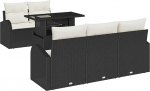 Rantry 6-teiliges Garten Sofa Set mit Kissen Schwarz Poly Rattan, 2-Sitzer Garten Sofa mit Stauraum & Kissen Schwarz Poly Rattan Gartenlounge Model3357290