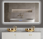 baklon Vannitoa peegel koos valgustusega, 120 x 70 cm, Vannitoa seinapeegel ja puutetundlik l&uuml;liti, IP65 LED peegel vannituba m&auml;lufunktsiooniga, 3 v&auml;rvitemperatuuri, horisontaalne/vertikaalne, HD karastatud klaasist.