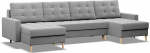 Mebligo - Elma nurgadiivan magamisfunktsiooniga ja voodikastiga, U-sofa, U-kujuline diivan (B x S x K) 294 x 140 x 88 cm, Hall (Lux 32)