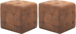 vidaXL 2 x Pouf Footstool Seat Pouf Footstool Seat Cube Footstool Ottoman Upholstered Stool Brown 30 x 30 x 30 cm Suede Look