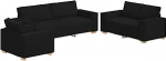 3-teiliges modernes diivan-set mit Kissen - Schwarz, Stoff, 220x78x84 cm - Wohnzimmerkomfort Model3324611