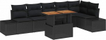 7-teiliges Garten-Sofa-Set mit Kissen Schwarz Poly-Rattan Gartenlounge Model3358711