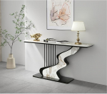 Diodceraic kitsas konsool, diivanilaud metallist alusega diivani taga, luksuslik laud veranda jaoks, paksendatud t&ouml;&ouml;pinnaga elutuppa (must A, 80 x 30 x 80 cm)