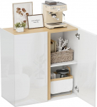 HOMCOM Sideboard k&ouml;&ouml;gikapp 2 pehmelt suletava uksega, reguleeritav riiul, kaasaegne hoiukapp elutuppa, k&ouml;&ouml;ki, 80 x 40 x 80 cm, l&auml;ikiv valge