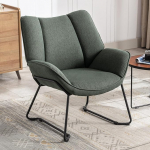 Ya-Home elutuba Lounge Chair kaasaegne lugemistool pehmendusega metallist jalad magamistoas / elutoas Linane roheline
