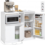 VASAGLE Custos Collection BBK373WB01 K&ouml;&ouml;gikabineti hoiukapp Sideboard t&ouml;&ouml;pinnaga mikrolaineahju riiuliga 1 avatud sektsiooniga 3 ust reguleeritavad riiulid Pilvivalge