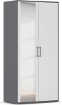 Rauch M&ouml;bel Hamilton garderoobikapp, garderoobikapp, organiseerija, 2 uksega, peegliga, v&auml;rv: valge/halli metallist, must, ripps&otilde;restik hall metallist, 93 x 194 x 54 cm
