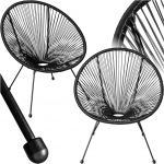 tectake&reg; 2 Acapulco disainiga aiatoolide komplekt retro disainiga, toolid siseruumidesse ja &otilde;ue, aeda, kasvuhoonesse, terrassitoolidele v&otilde;i r&otilde;dutoolidele - must