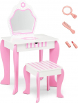 LIFEZEAL riietuslaud lastele, 2 in 1 laste riietuslaud koos tugitooliga, kosmeetikalaud eemaldatava peegliga, meigilaud lastele 3-7 aastat