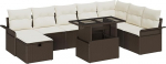 Rantry 9-teiliges Garten Sofa Set mit Kissen Braun Poly Rattan Gartenlounge Model3359695