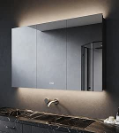 SVNR Vannitoa peegelkapp koos valgustusega 100 x 60 x 13 cm - 3 klaasuksega kapp, 2835 LED valgusribad (RGB 3000 K-6000 K, dimmerdatav), uduvastane peegel/pistikupesa/kontroll (matt must)