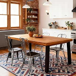 Devoko Esstisch aus Akazienholz, f&uuml;r 6 Personen, f&uuml;r drinnen und drau&szlig;en, mit Eisenbeinen, sandgestrahlt, nat&uuml;rlich gebeizt, rustikales Metall, 175,3 x 83,8 x 76,2 cm