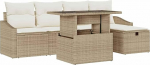 Rantry 6-teiliges Garten Sofa Set mit Kissen Beige Poly Rattan Gartenlounge Model3359828